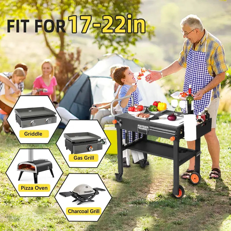 Yundasan Compact Portable Outdoor Grill Table â€?31-Inch Wide Folding BBQ Station