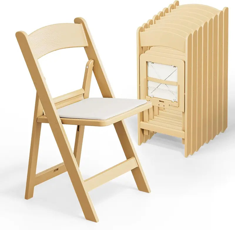 VINGLI Resin Folding Chair â€?Lightweight Plastic Seat with Cushioned Comfort and Easy Storage