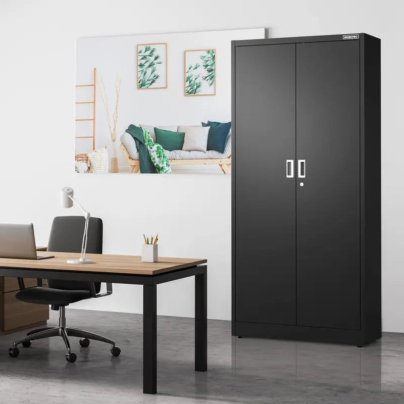 WORKPRO Steel Garage Storage Cabinet â€?Lockable Metal Unit with Doors and Adjustable Shelving