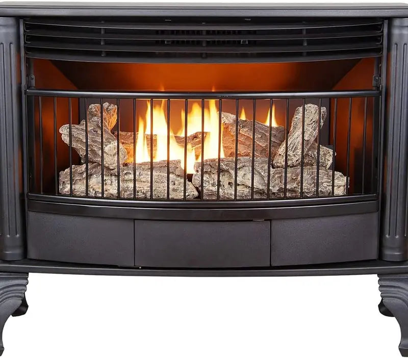 Vent-Free Dual-Fuel Freestanding Fireplace â€?25,000 BTU with Built-In Thermostat