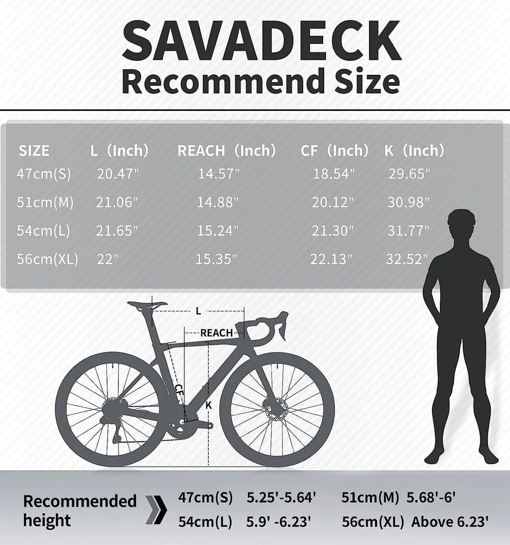 SAVADECK Carbon Road Bike, 22 Speed Dis Brake Bikes for Women and Men, T800 Carbon Fiber Frame Lightweight Road Bicycle, 700C Wheels Racing Bike with Shimano R7020 Shift Groupset