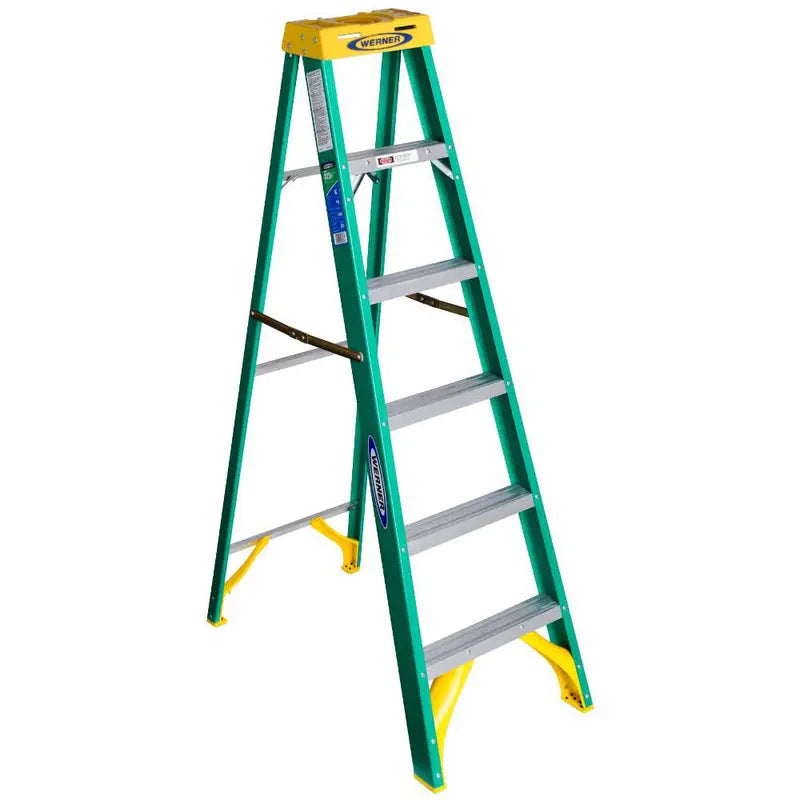 Werner 5906 6â€?Fiberglass Step Ladder with Yellow Top 22lb. Load Capacity Type II Duty Rankings