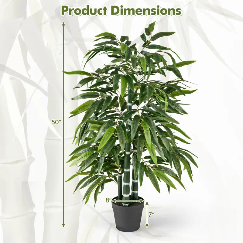 Twin 50-Inch Artificial Bamboo Trees â€?PE Trunk & Natural-Looking Faux Bamboo Plants