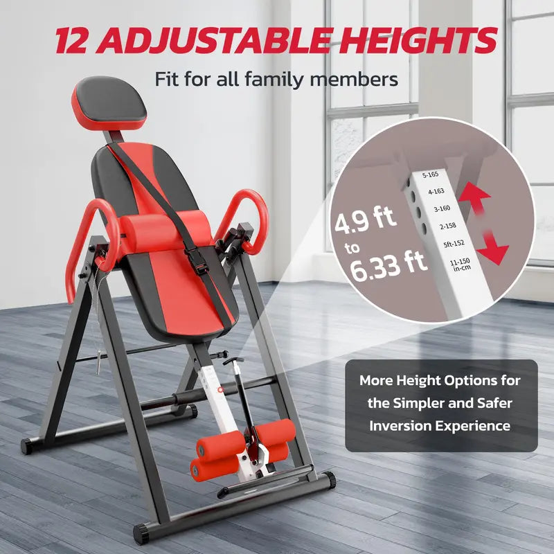 YOLEO Inversion Table with Adjustable Safety Features, Heavy-Duty Steel Frame, Ergonomic Design, and Foldable for Easy Storage