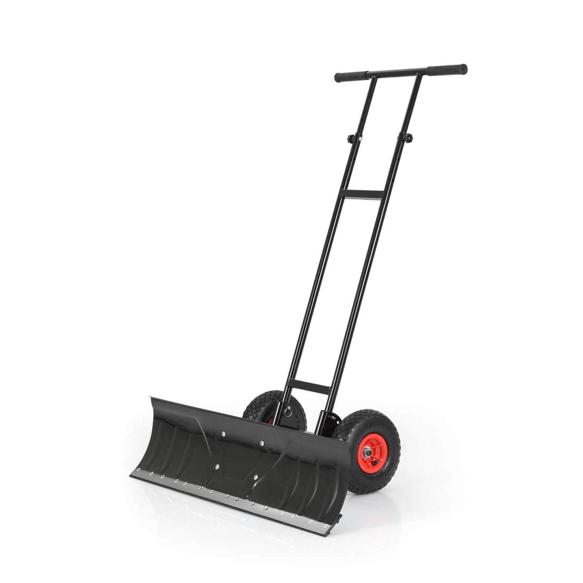 Costway 36" Snow Shovel Pusher with 10" Inflatable Wheels Adjustable Handle & Head Black