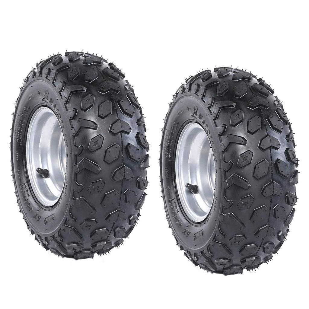 Set of 2 ATV Go Kart Tires 145/70 - 6 Tire with 6" Wheel Rims 3 Lug for Quad Mini Bike Go Cart Drift Trike 4 Wheelers Taotao Coolster 70cc 110cc 125cc Suzuki LT50 (2pcs)