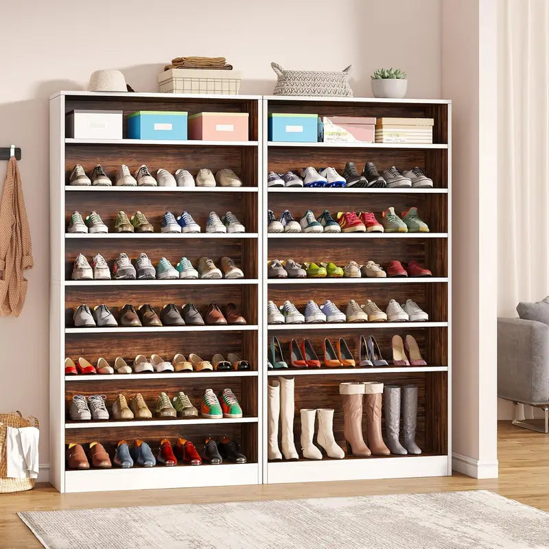 Tribesigns Heavy-Duty Freestanding Shoe Cabinet â€?9-Tier Wood Storage for Up to 45 Pairs