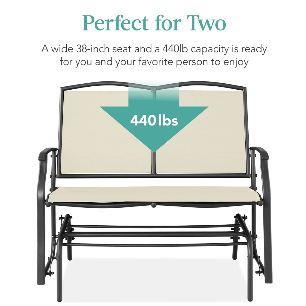 Best Choice Products 2 - Person Outdoor Swing Glider, Steel Patio Loveseat, Bench Rocker W/ Armrests - Gray