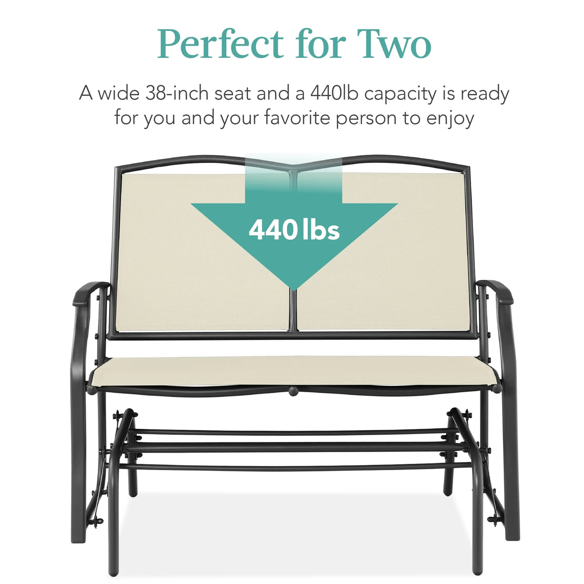 Best Choice Products 2 - Person Outdoor Swing Glider, Steel Patio Loveseat, Bench Rocker W/ Armrests - Gray
