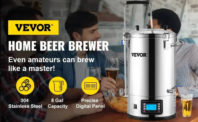 VEVOR 35L All-in-One Electric Brewing System â€?9.2-Gallon Home Beer Brewing Kit with Pump