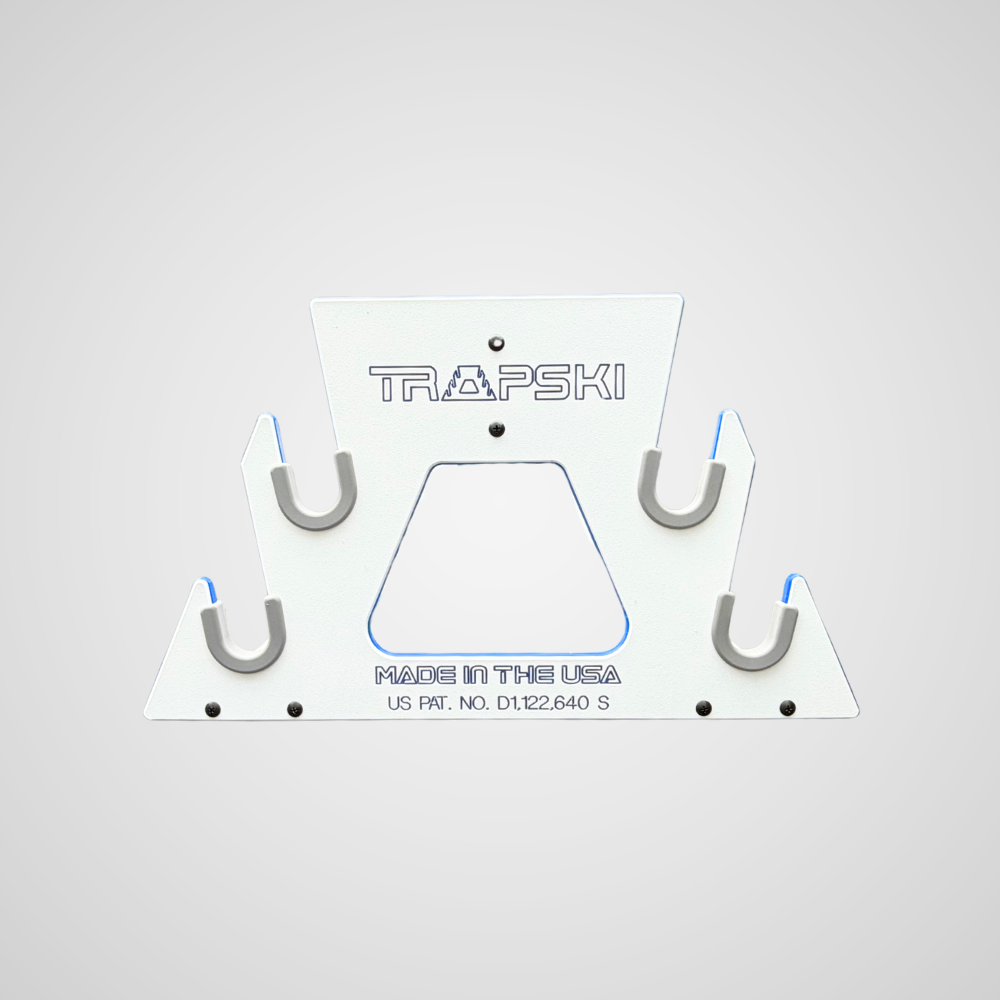 PRE-ORDER Special Edition White/Blue: TRAPSKI All Mountain/Race/XC Ski and Standard Stance Snowboard Rack