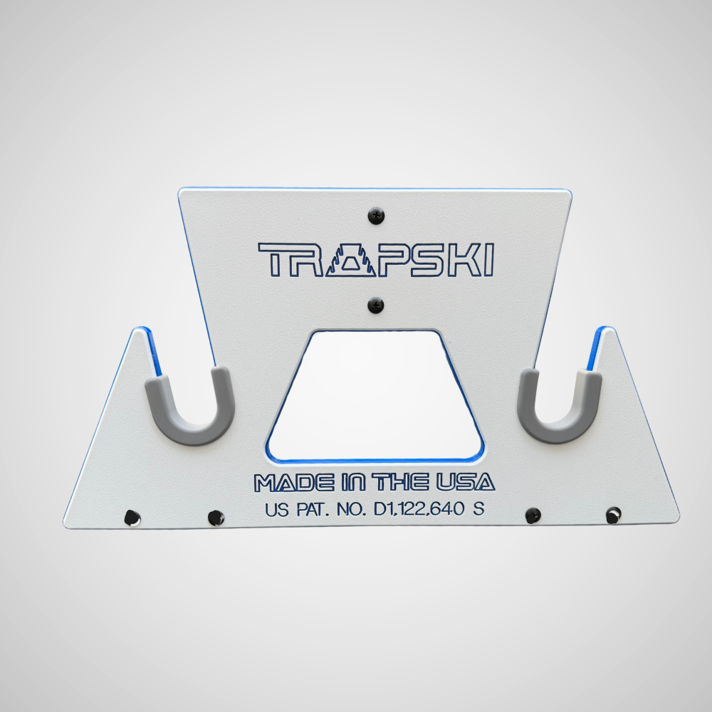 PRE-ORDER Special Edition White/Blue: TRAPSKI All Mountain/Race/XC Ski and Standard Stance Snowboard Rack