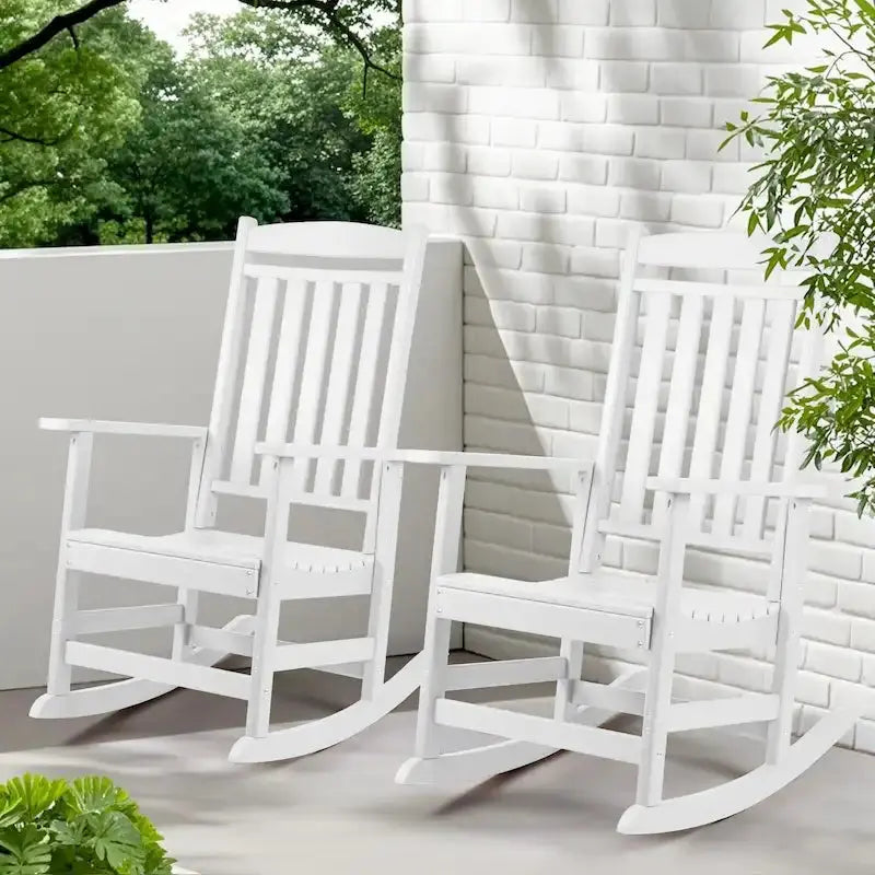 Vrakae All-Weather High-Back Rocking Chair Set â€?Two-Piece Outdoor Seating