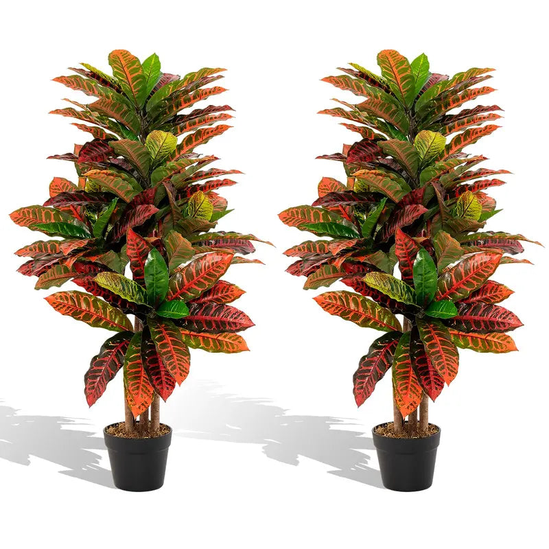 Tropical Artificial Croton Palm Tree â€?UV-Resistant Outdoor or Indoor Use