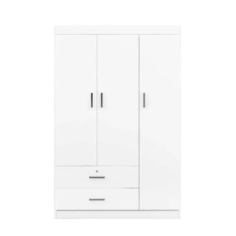 Three-Door Wardrobe with Dual Lower Drawers â€?Space-Saving Bedroom Storage