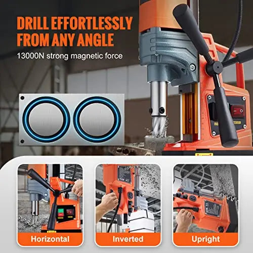 VEVOR Mag Drill Press, Power Portable Magnetic Drill with 11PCS Drill Bits