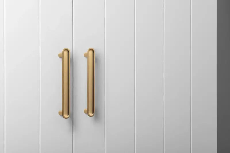 Stockholm Universal Storage Cupboard with VJ Paneling and Deco Gold Handles