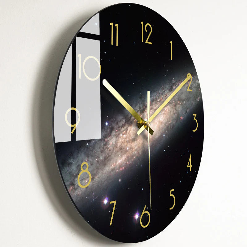 Modern Silent Quartz Wall Clock – Glass Style Living Room Decor (Battery Powered)