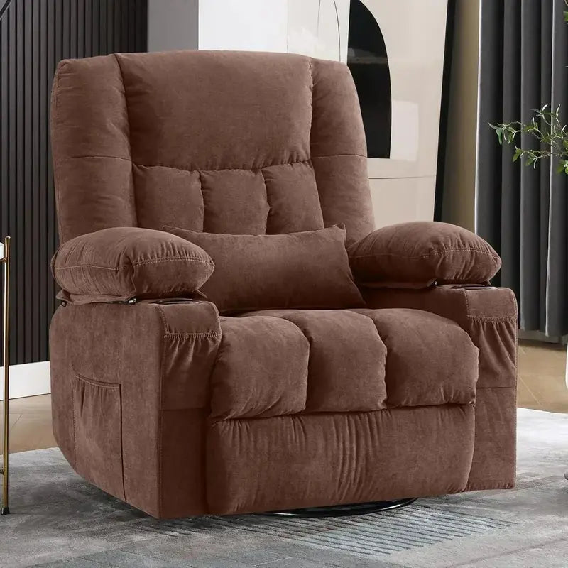 Vibrating Reclining Lounge Chair with 360° Rotation and Calorie Tracking