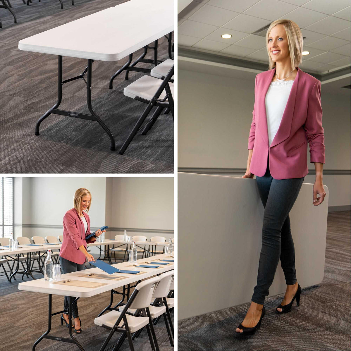 Lifetime 6 Ft. Commercial Plastic Folding Banquet Tables 4 Pack (White Granite)
