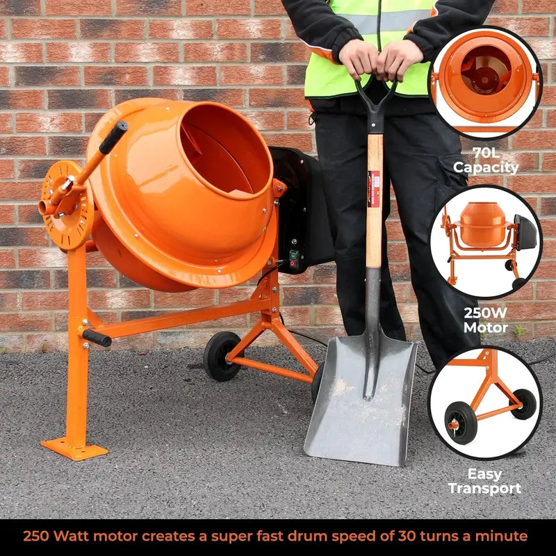 T-Mech 70L Electric Cement Mixer â€?Portable Concrete Mixing Machine