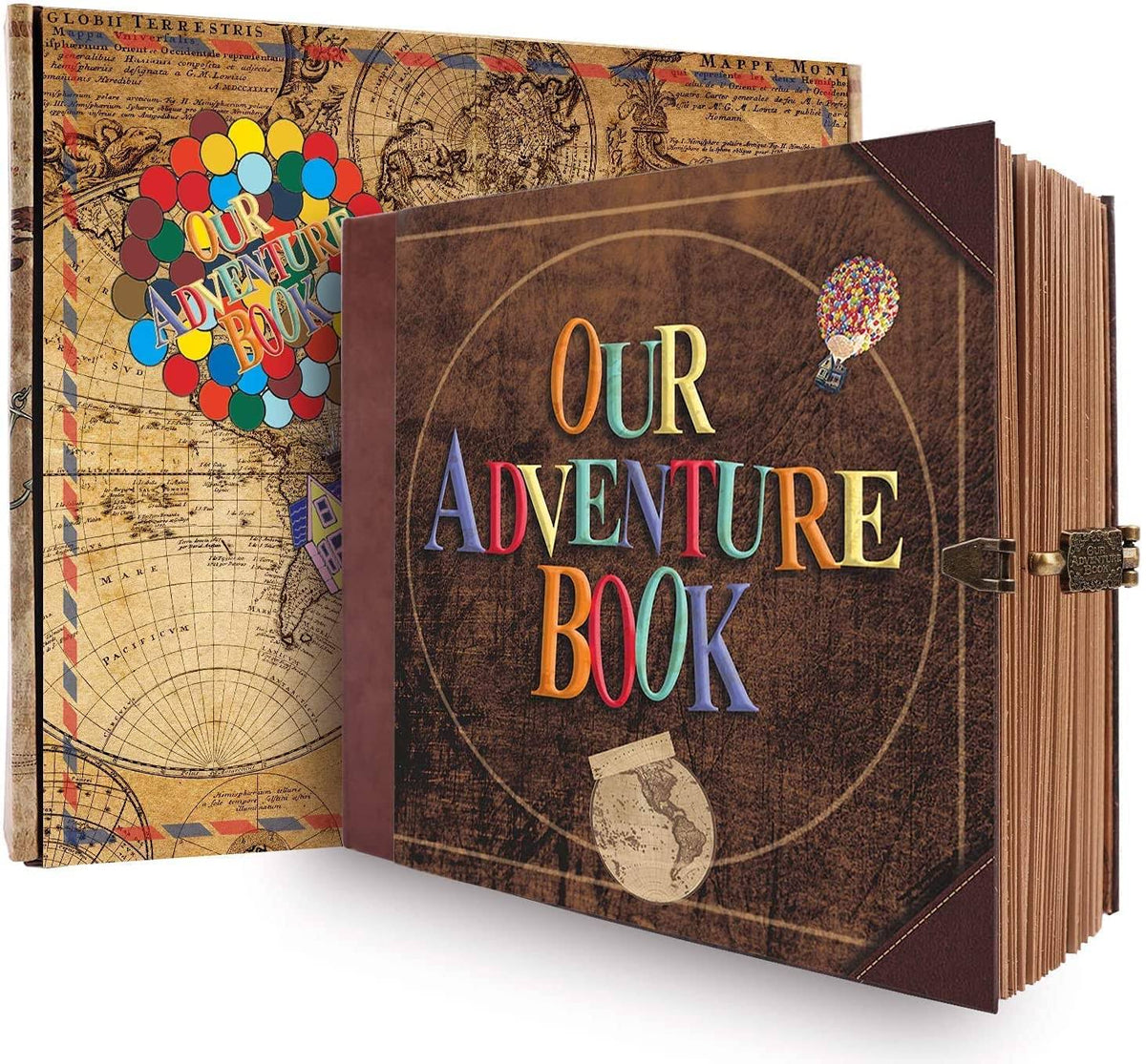 XiongXiong Our Adventure Book 146 Pages 8.9*7.7 inch Scrapbook Photo Album,Retro Style Embossed Letter Cover Travel Diary Journal Scrap Book Kit for