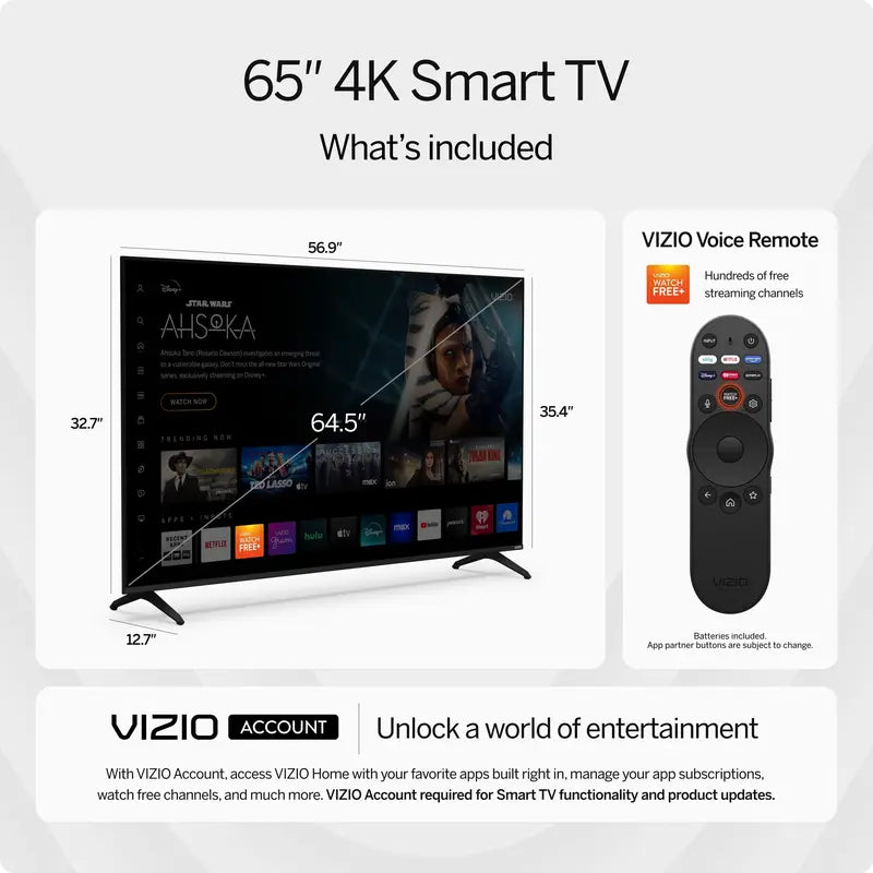 VIZIO 65â€?4K UHD Smart TV with Dolby Vision HDR, WiFi 6, Voice Control â€?V4K65M-0804