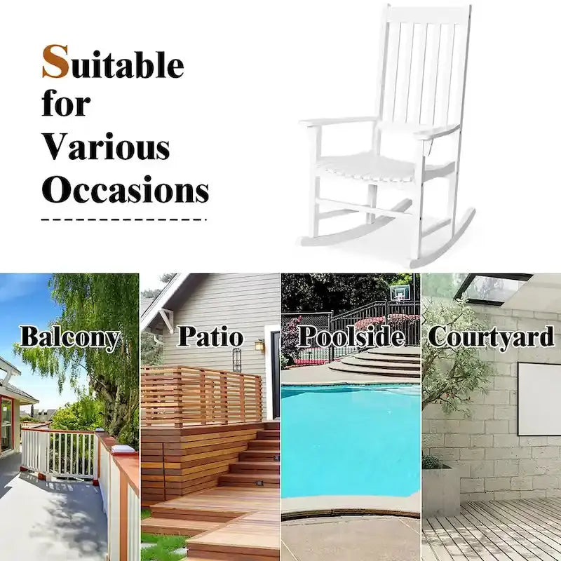 Solid Hardwood Rocking Chair â€?Classic Porch or Indoor-Outdoor Relaxation Seating