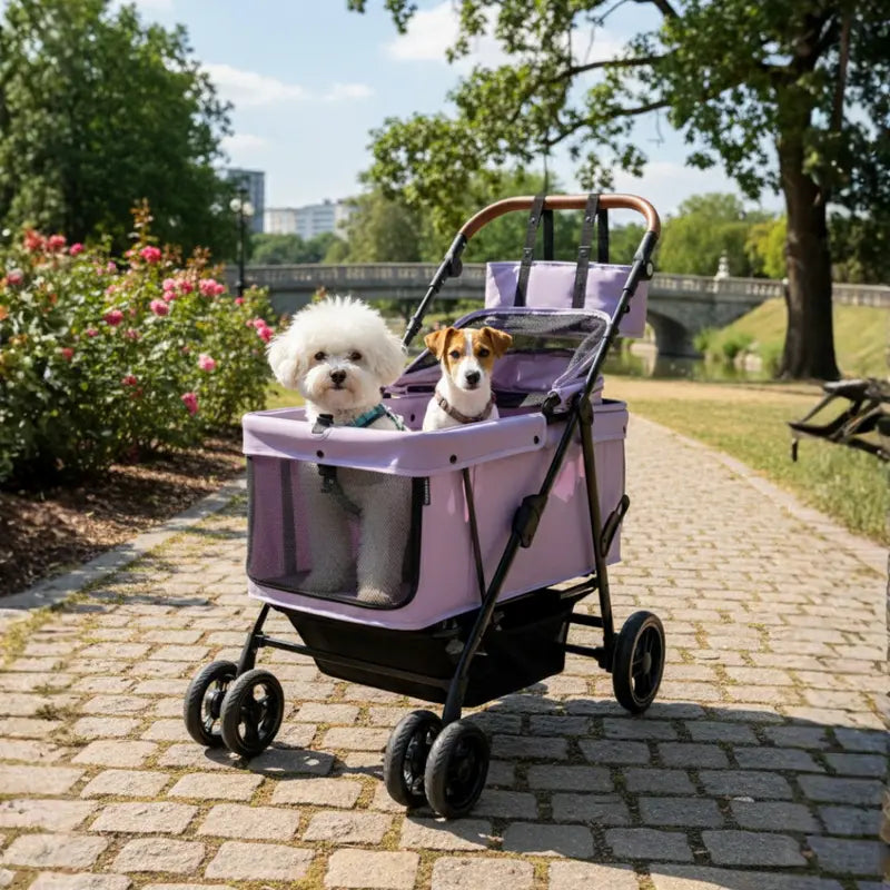Spacious Ventilated Dog Stroller for Medium to Large Breeds