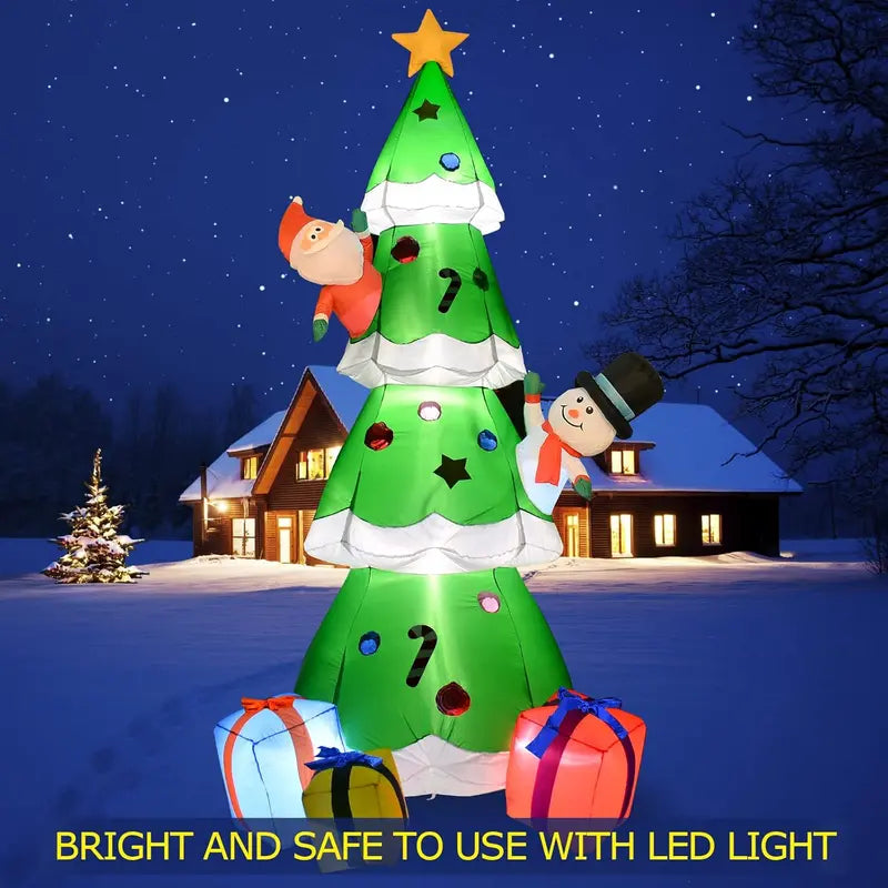 ZXSWONLY 9Ft Christmas Inflatable Tree with LED Lights, Multicolor Gift Boxes & Star for Indoor/Outdoor Holiday Decor