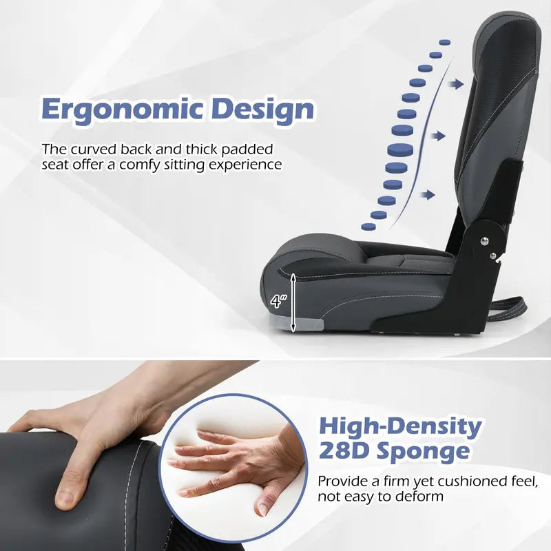 Three-Pack Adjustable Folding Boat Seats â€?Includes Two High-Back and One Low-Back Bass Boat Chair with 28D Foam Cushioning
