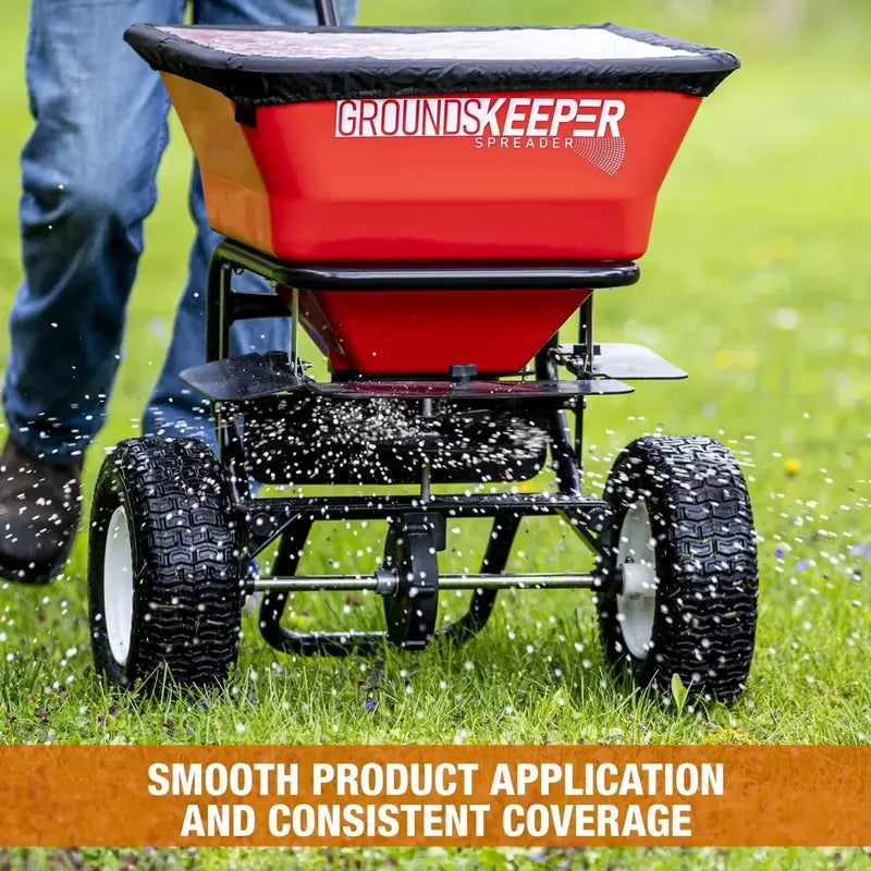 Walk-Behind Push Spreader â€?100 lb Capacity, Salt & Ice Melt Distributor with Gearbox Protection & Cover