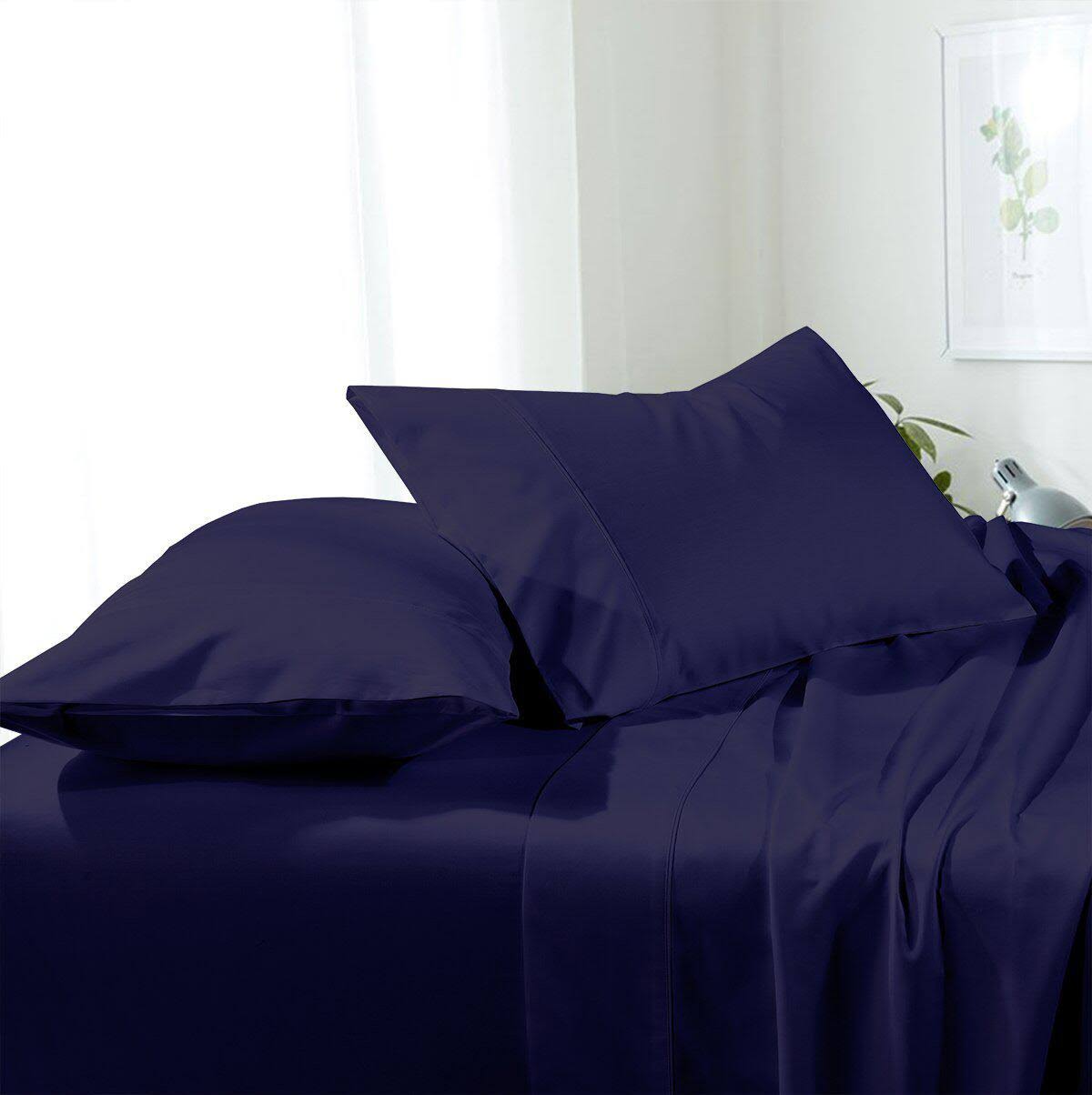 Royal Tradition Split California King Sheets Microfiber Navy