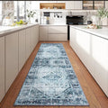 Vintage-Style Washable 9×12 Blue Floral Indoor Area Rug