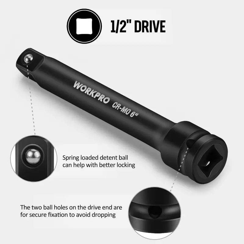 WORKPRO 3-Piece Heavy-Duty Impact Extension Bar Set: 3â€? 6â€? and 8â€?(1/2â€?Drive)