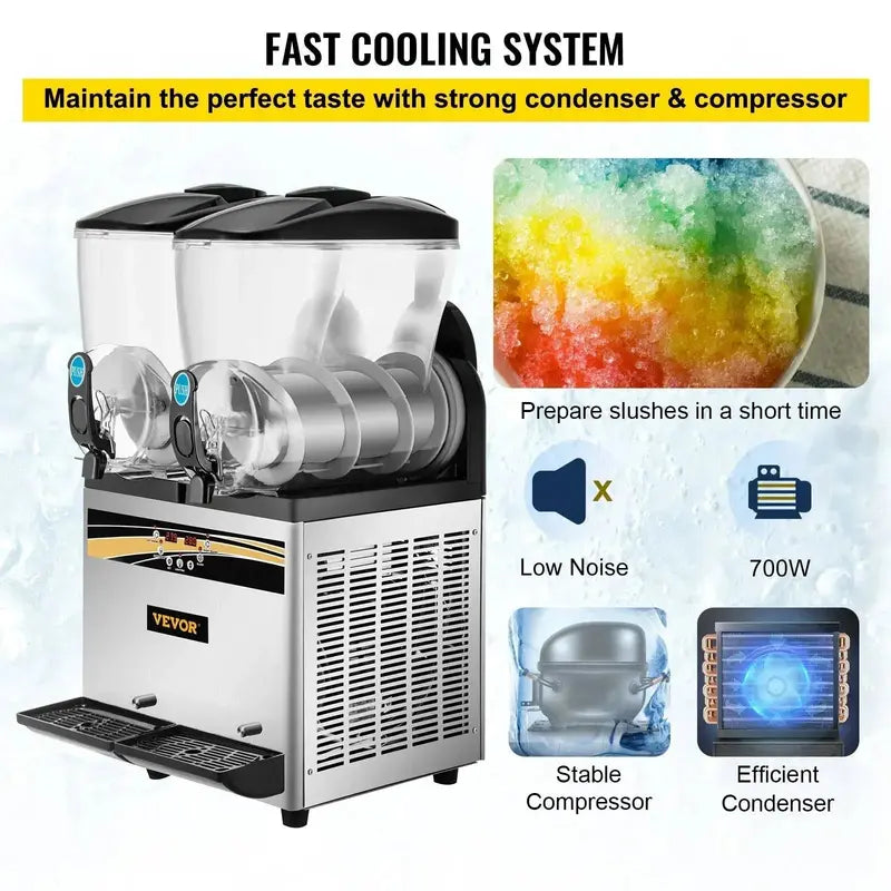 VEVOR Commercial-Grade Slushy Machine â€?3-Flavor Slushie Maker for Bars & Events