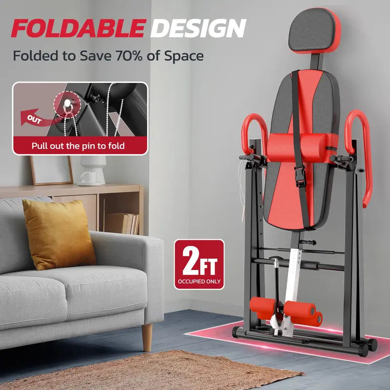YOLEO Inversion Table with Adjustable Safety Features, Heavy-Duty Steel Frame, Ergonomic Design, and Foldable for Easy Storage