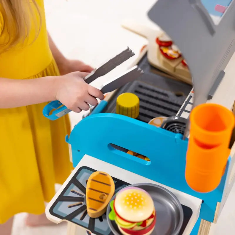 Wooden Luxury Pretend Grill & Pizza Oven Toy â€?Smoker-Inspired Cooking Role-Play Set
