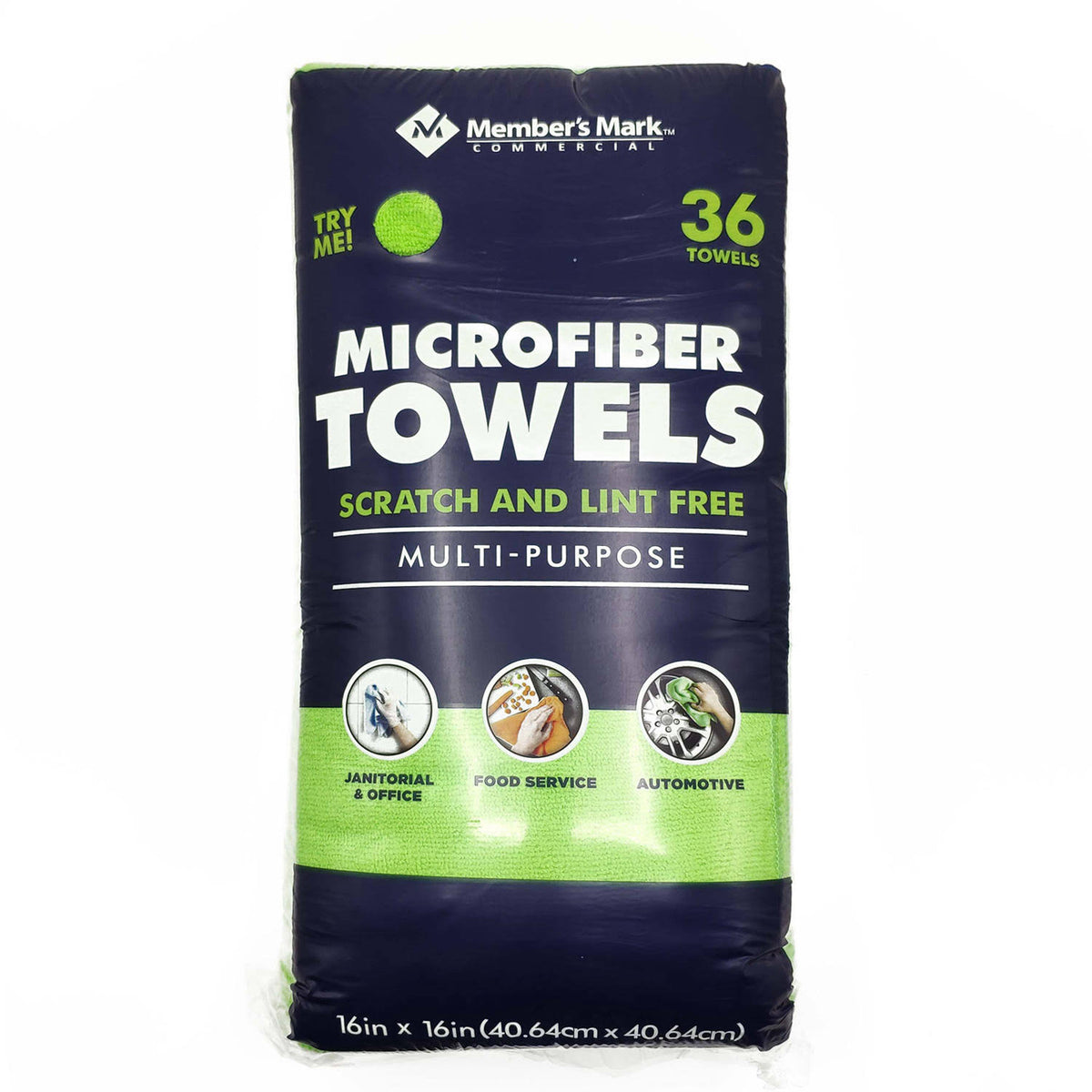 Member's Mark 16" x 16" Microfiber Towels, 36 Count (Green)