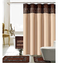 Latitude Run Sanches 18 Piece Embroidery Shower Curtain Set, Beige