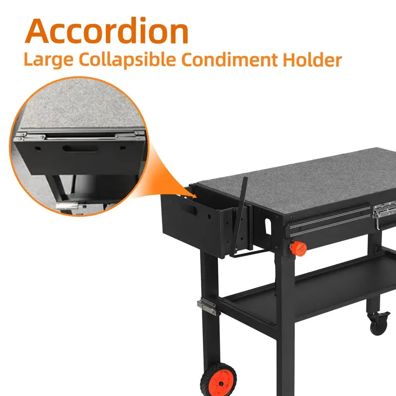 Yundasan Compact Portable Outdoor Grill Table â€?31-Inch Wide Folding BBQ Station