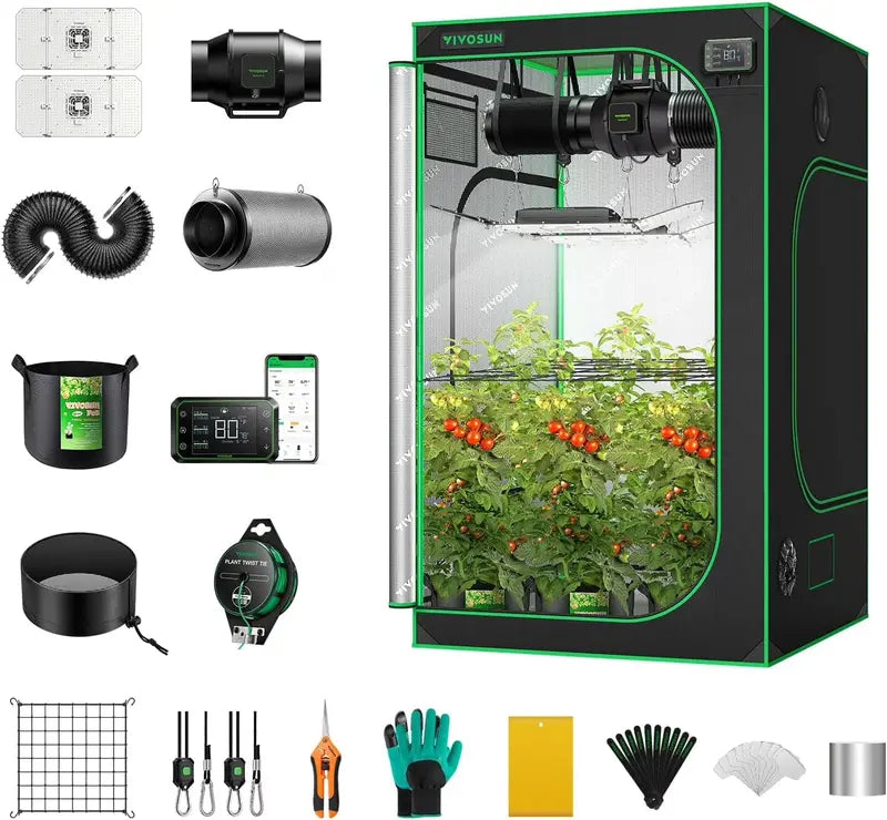 VIVOSUN GIY Smart Grow Tent Kit â€?2×2 ft, WiFi-Controlled GrowHub E42A, 100W Full-Spectrum LED & Auto-Ventilation