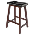 Winsome Wood Mona Cushion Saddle Seat Counter Stool, Black and Walnut