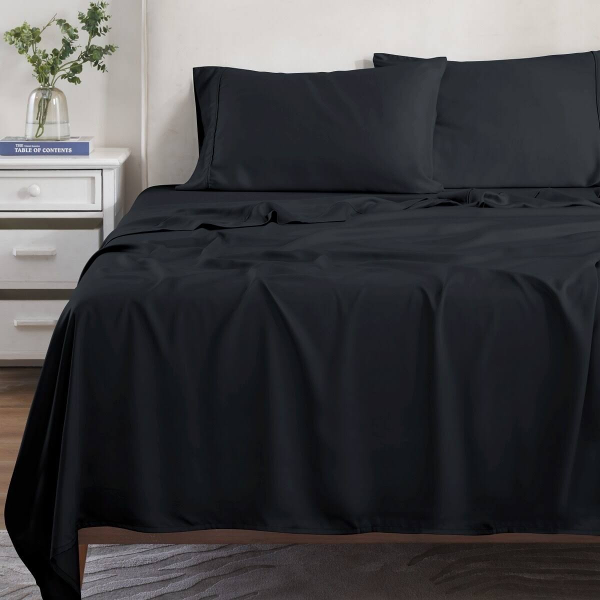 Superior 300 Thread Count Modal Deep Pocket Solid Sheet Set (Black - Queen)