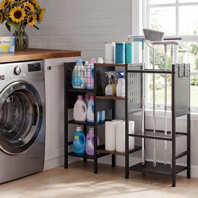 Three-Tier Garden Tool Organizer â€?40-Inch Wide Wall-Mounted Rack with Natural Wood Shelves