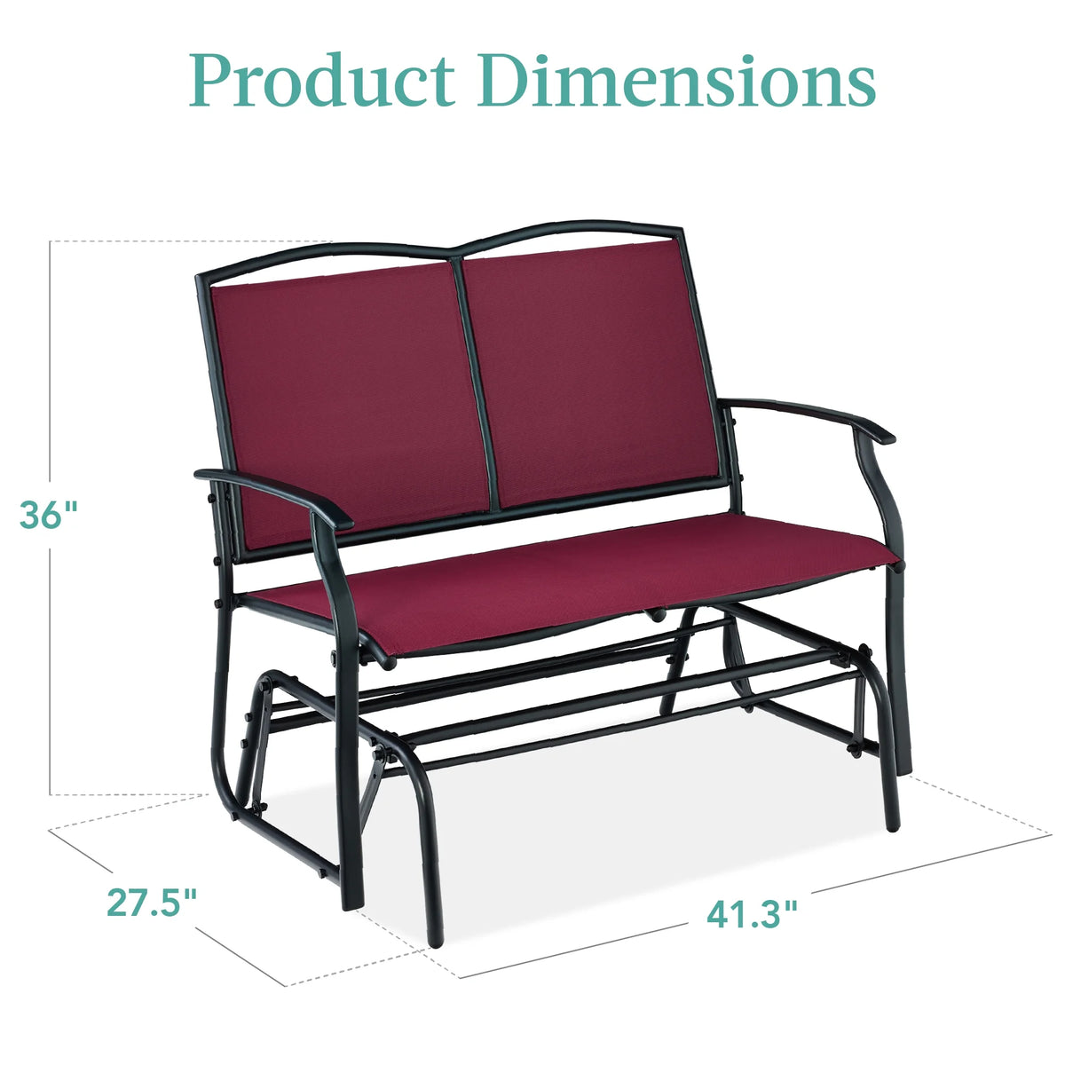 Best Choice Products 2 - Person Outdoor Swing Glider, Steel Patio Loveseat, Bench Rocker W/ Armrests - Gray