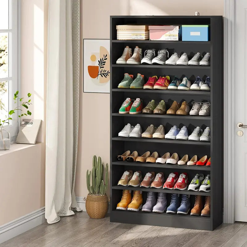 Tribesigns Heavy-Duty Freestanding Shoe Cabinet â€?9-Tier Wood Storage for Up to 45 Pairs