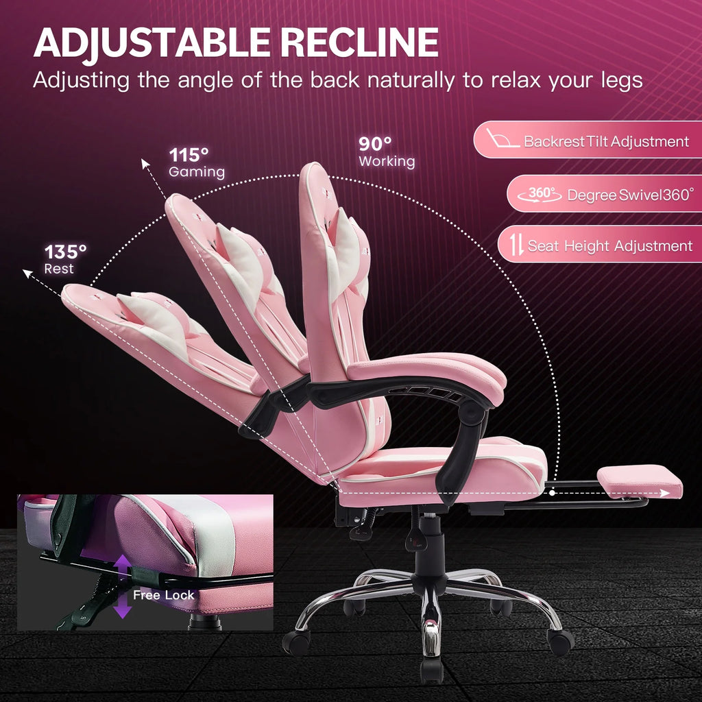 JONPONY Big and Tall Gaming Chair, Ergonomic Design, Gamer Chair PU Leather with Footrest and Lumbar Support, High Back Office Chair Support 8 Hours Long Sitting, Computer Chair, Black Grey