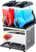 VEVOR Commercial Slushie Machine â€?Dual 15L Tanks, Stainless Steel Margarita & Frozen Drink Dispenser (120 Servings)