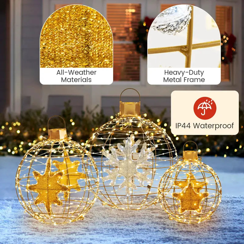 Three Pre-Lit Hanging or Ground Lantern Balls â€?732 Bright LEDs, Includes Zip Ties and Stakes